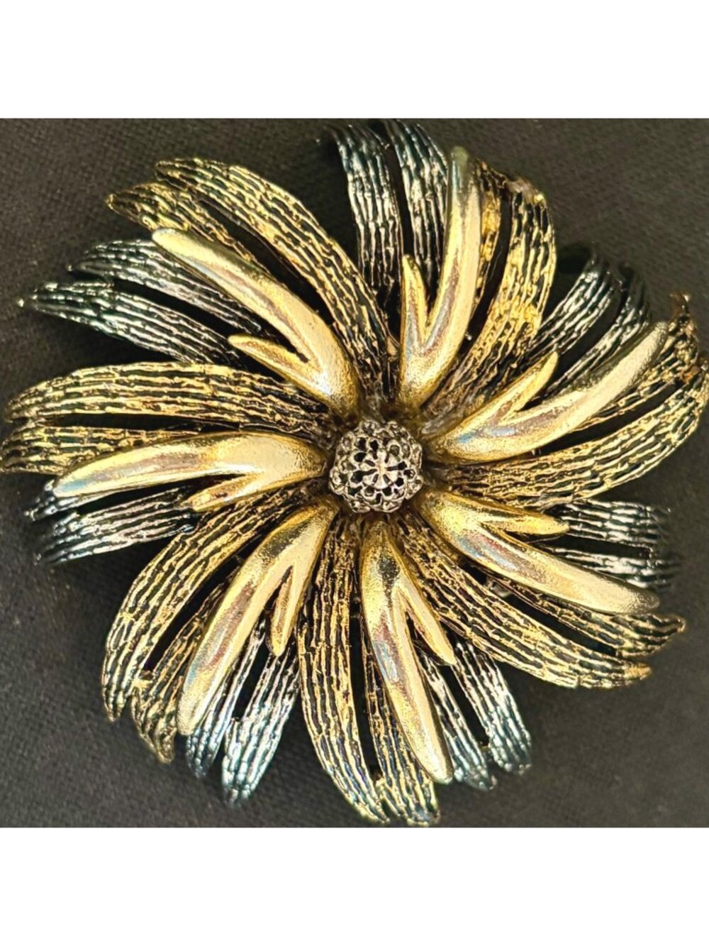 Large Vintage ART Signed Two Toned Gold Silver MCM Statement Brooch